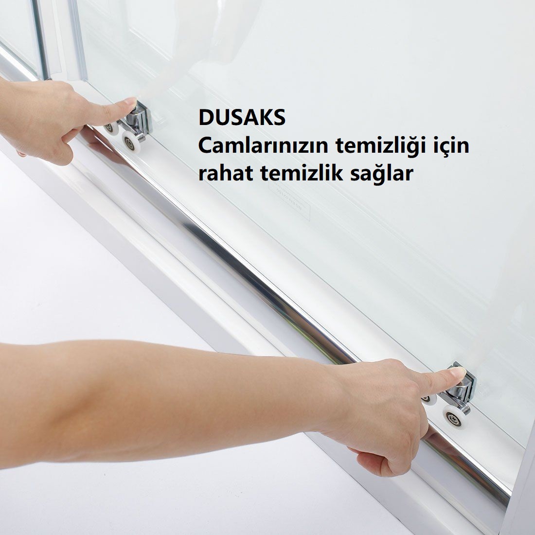 Siyah Duşakabin Şeffaf Cam Panelli H 190