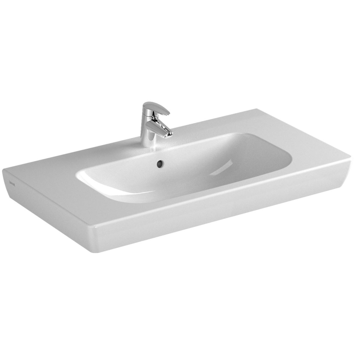 S20 Etajerli Lavabo Orta Armatür Delikli, Su Taşma Delikli, 85 cm, Beyaz