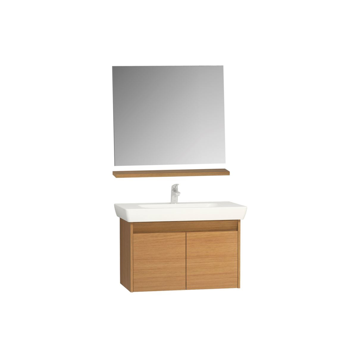 Step Banyo Dolabı65 Cm, Kapaklı, (Lavabo Dolabı, Ayna, Raf), Tik