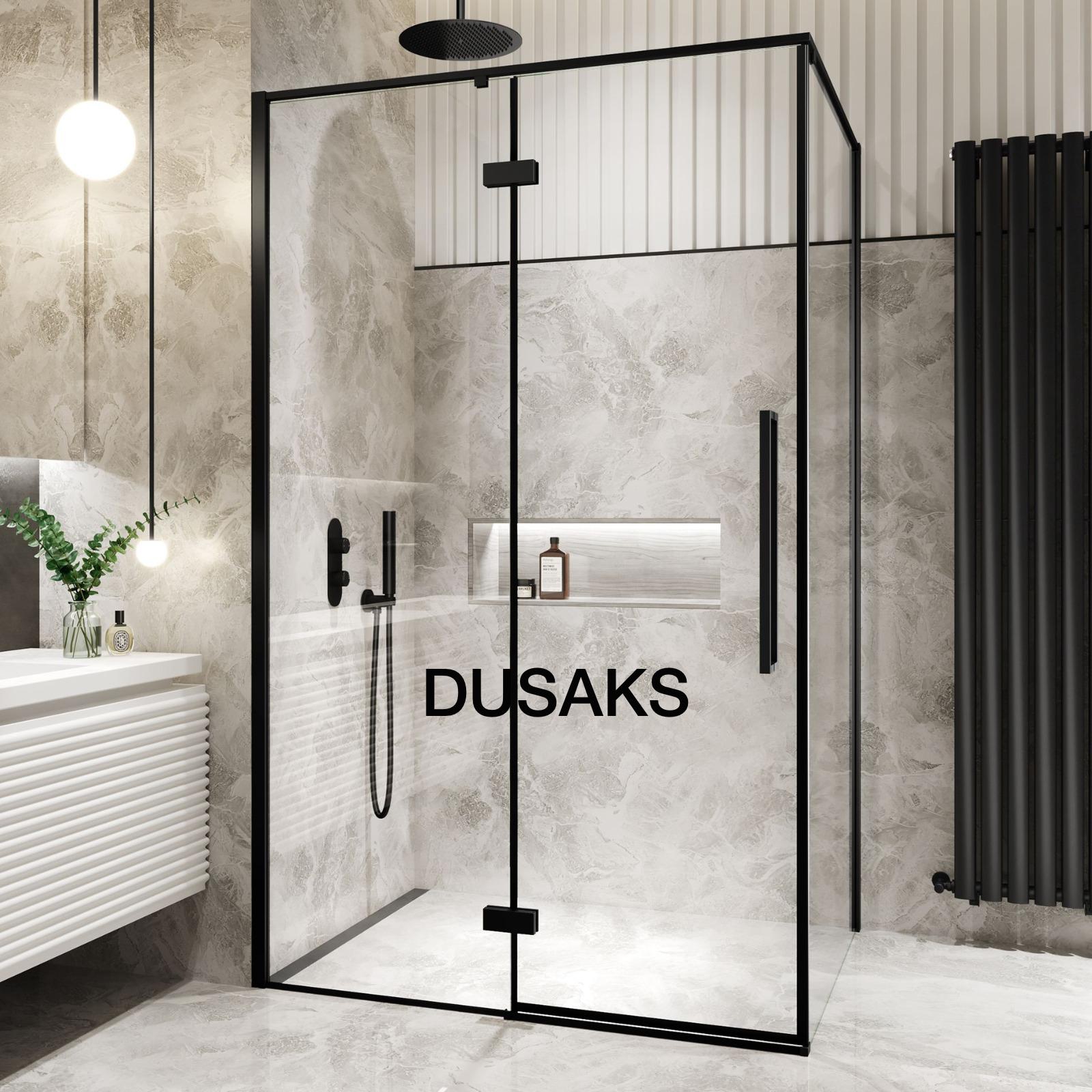 Bodrum Mat Siyah Duşakabin 6 Mm Temperli Cam Yükseklik H 200 Cm