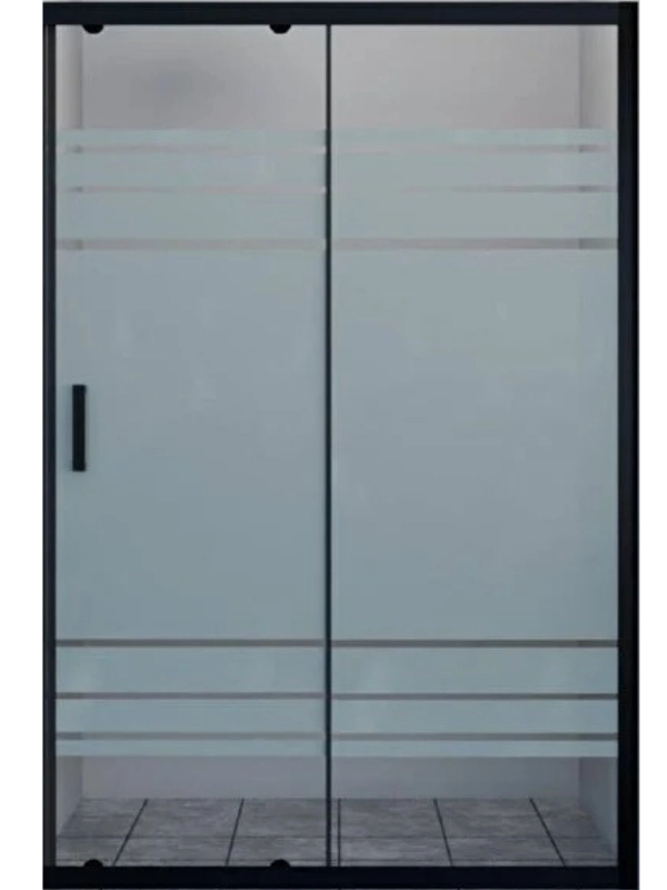 Siyah Duşakabin Çizgili Kumlamalı Cam H 190