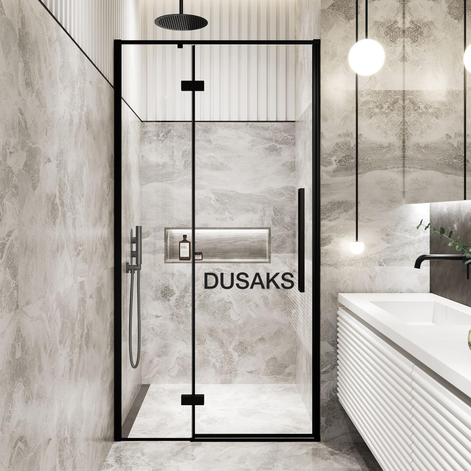 Bodrum Mat Siyah Duşakabin 6 Mm Temperli Cam Yükseklik H 200 Cm