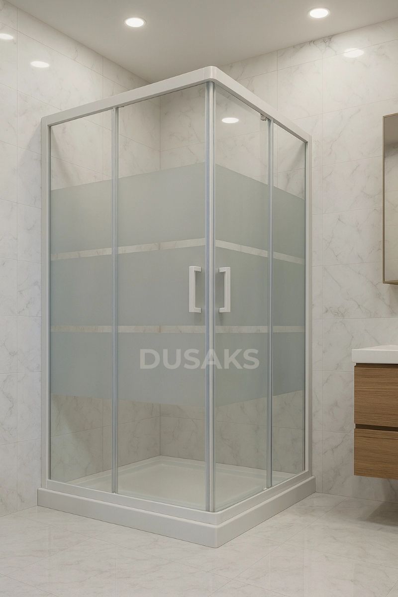Beyaz Duşakabin – Box Desenli 5 Mm Temperli Cam H190