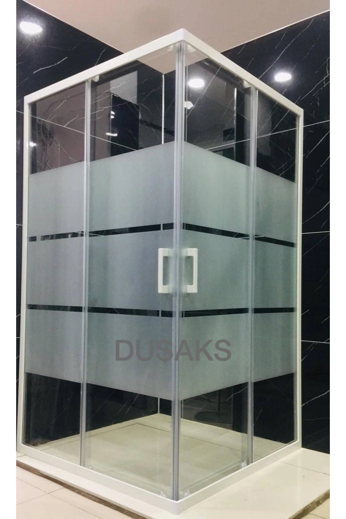 Beyaz Duşakabin – Box Desenli 5 Mm Temperli Cam H190