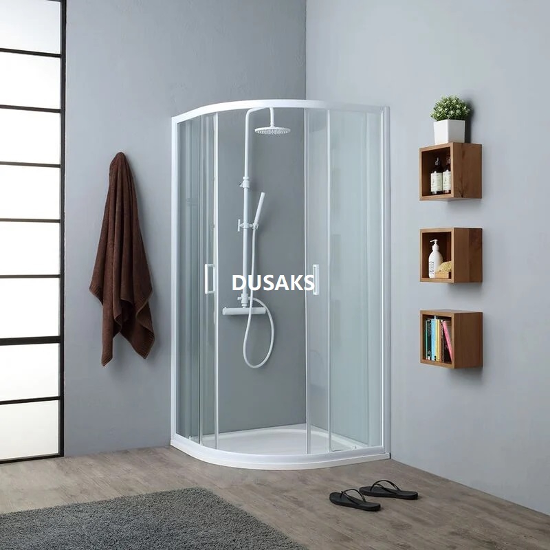 Oval Beyaz Duşakabin Şeffaf Cam
