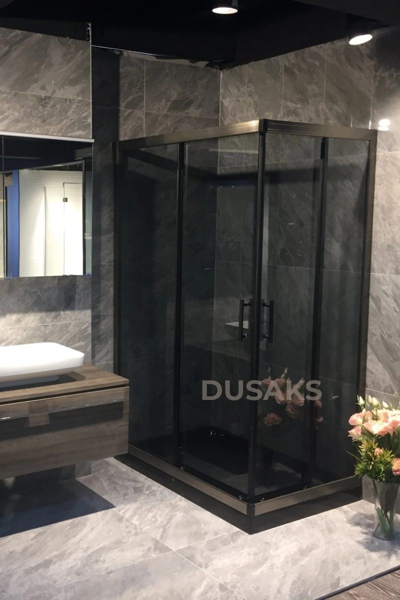 Bronz Duşakabin 6 Mm Füme Temperli Cam Yükselik 190 Cm