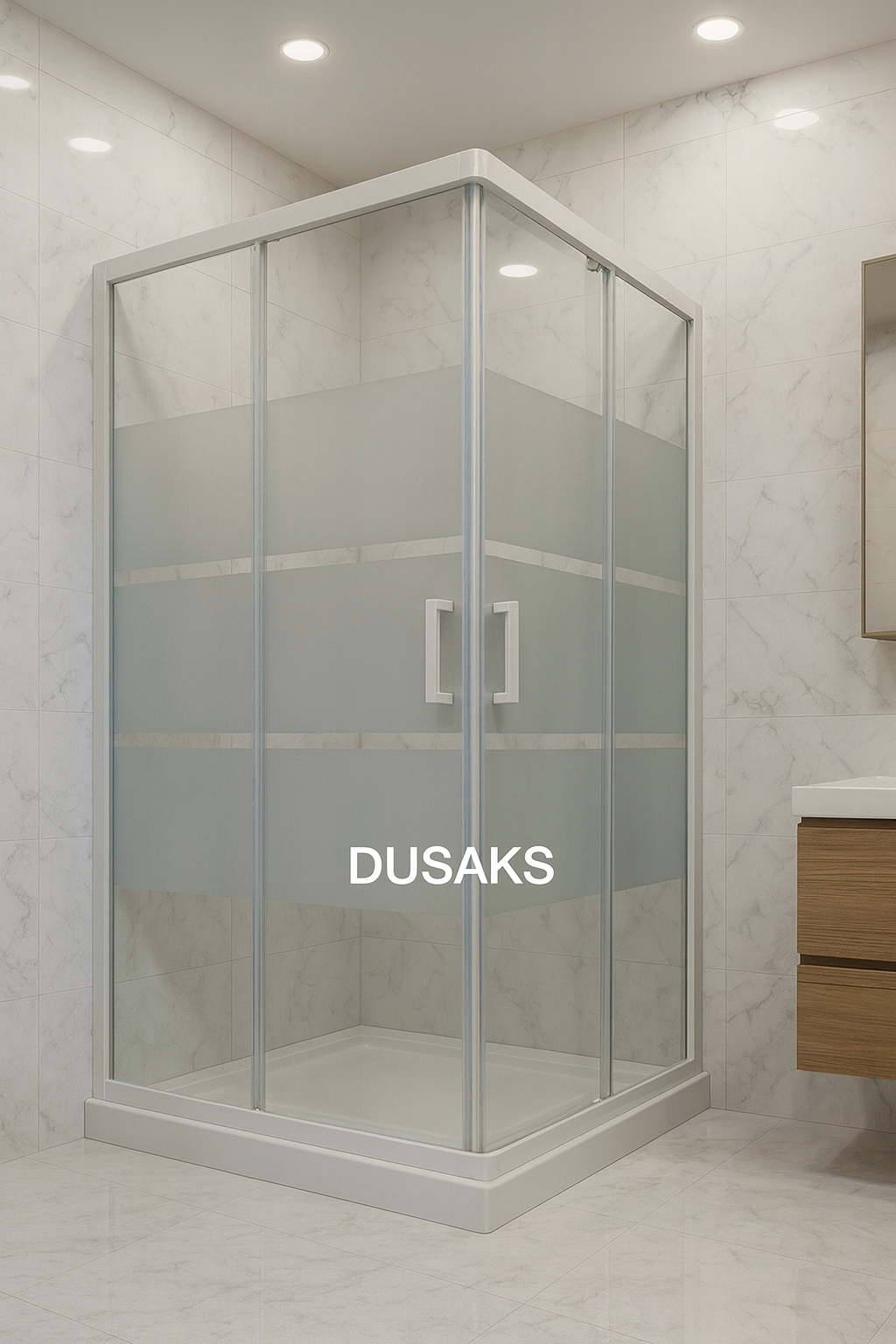 Beyaz Duşakabin – Box Desenli 5 Mm Temperli Cam H190