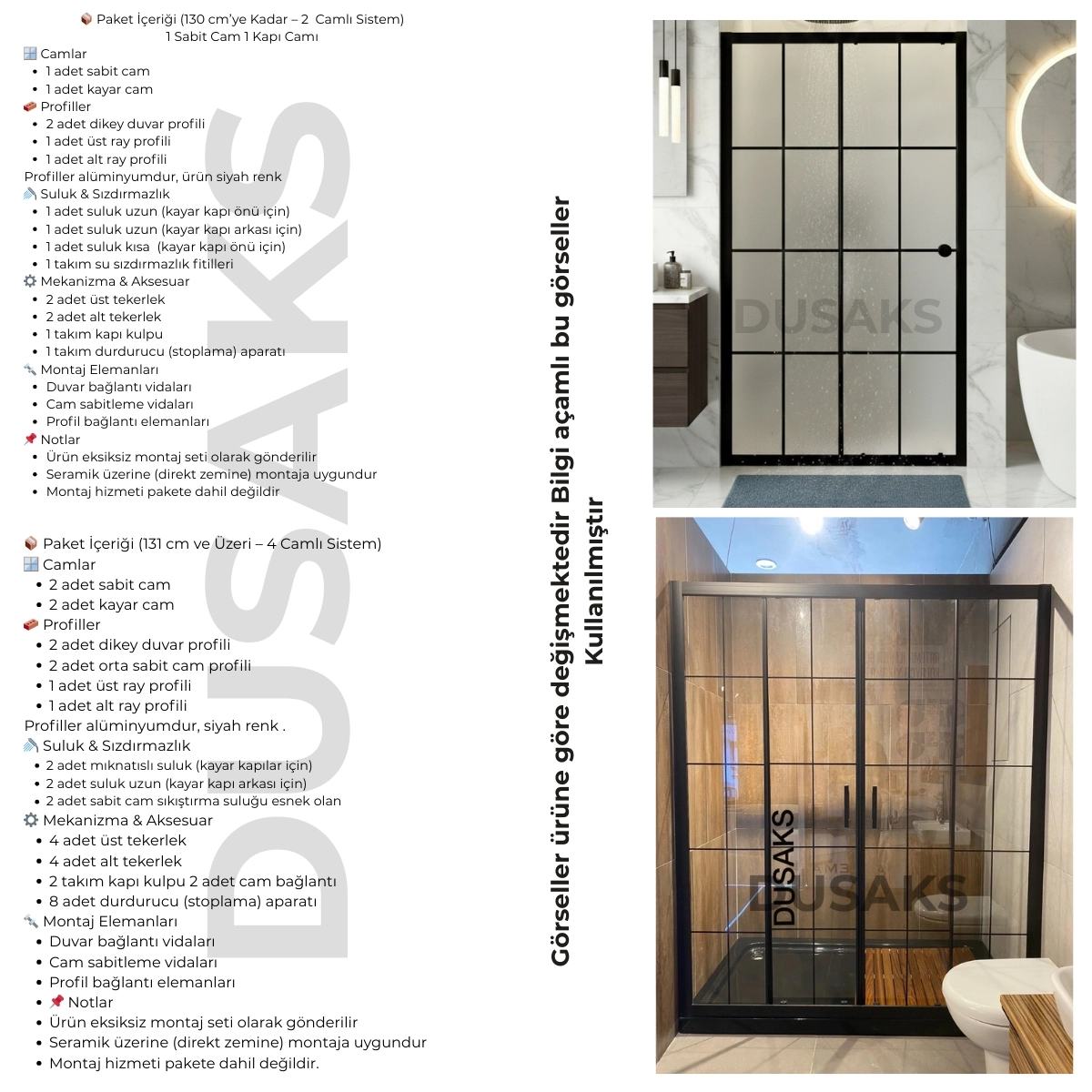 Siyah Duşakabin 5 Mm Temperli Cam, H190