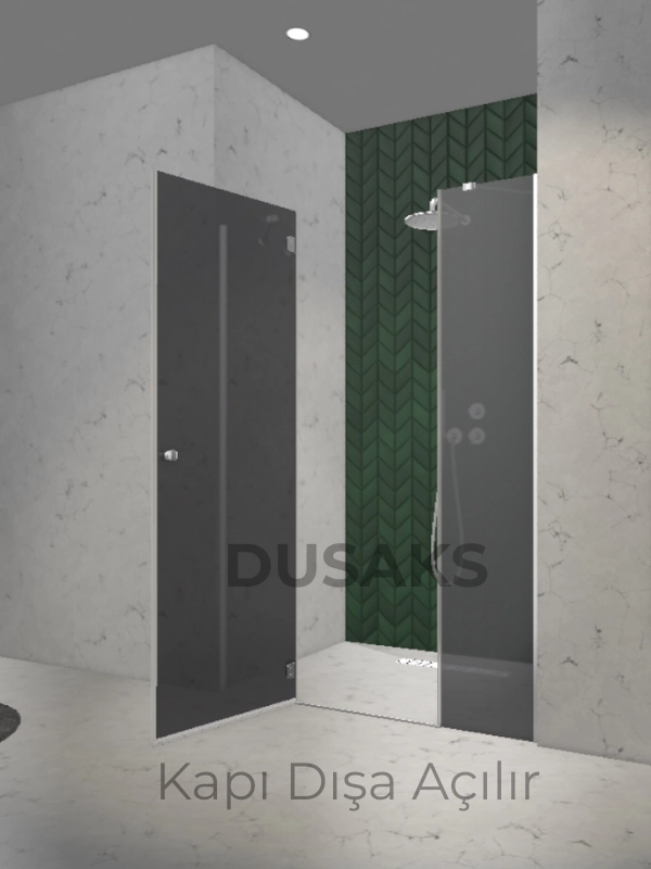 Sarıyer Menteşeli Duşakabin Şeffaf cam h200