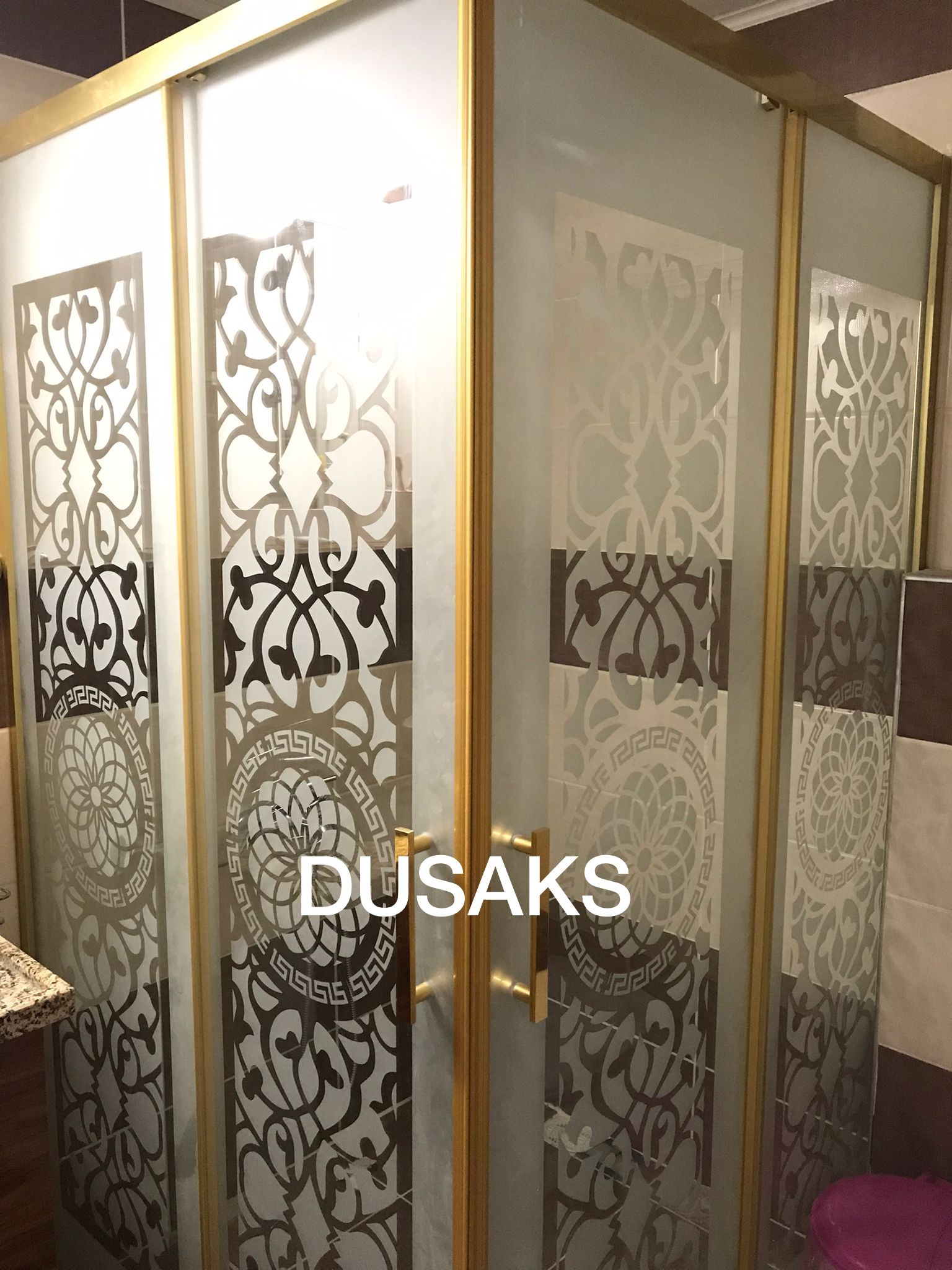 Gold Duşakabin Kumlama 5Mm Temperli Cam Yükseklik 190 Cm