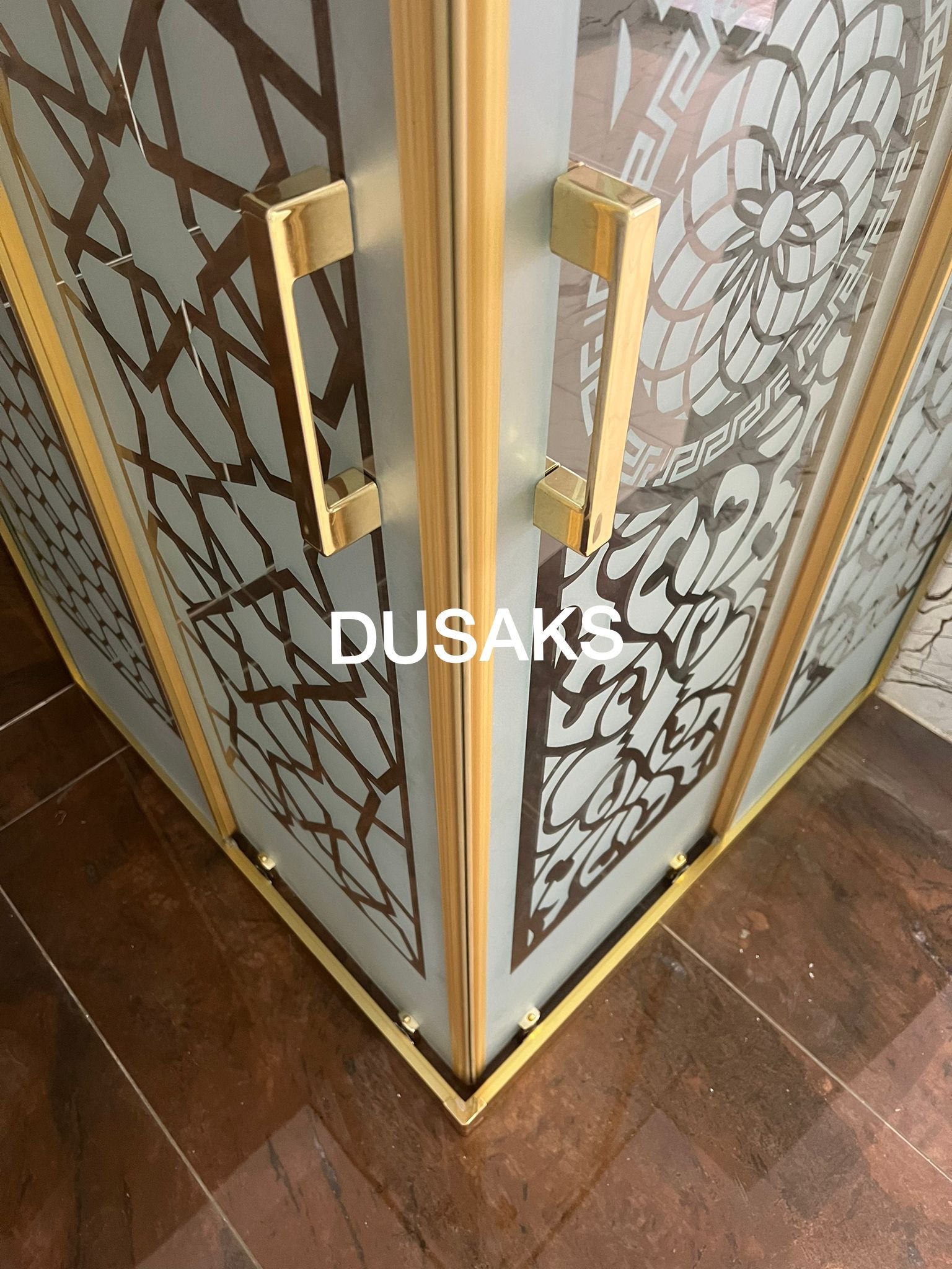 Gold Duşakabin Kumlama 5Mm Temperli Cam Yükseklik 190 Cm