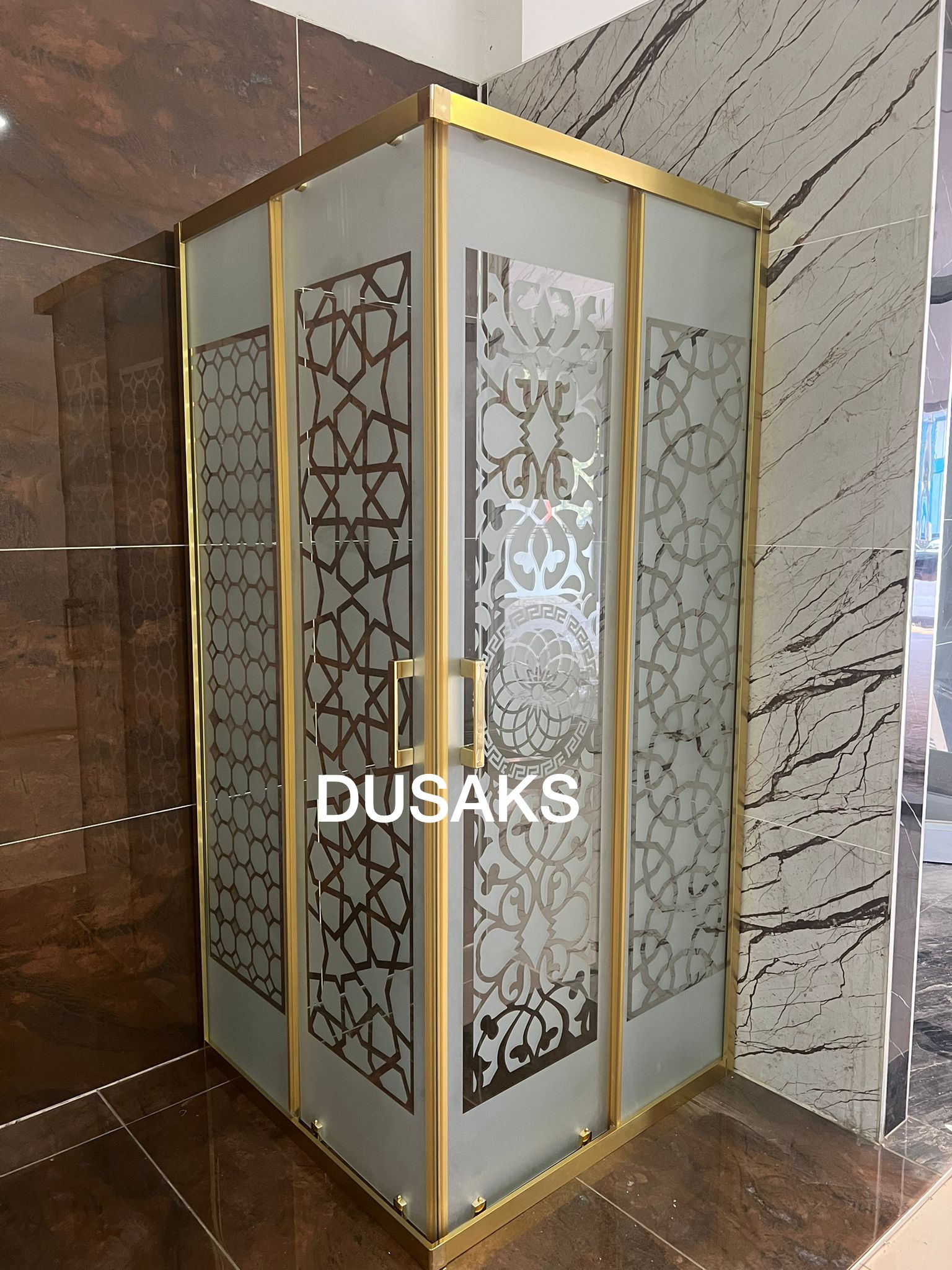 Gold Duşakabin Kumlama 5Mm Temperli Cam Yükseklik 190 Cm