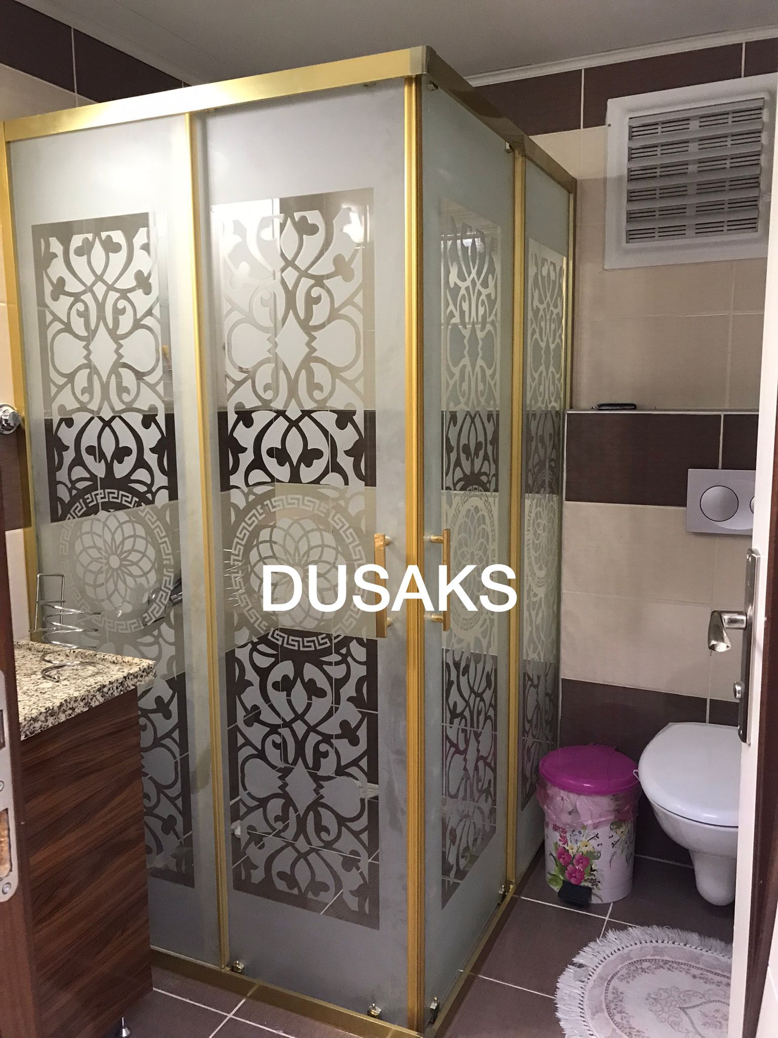 Gold Duşakabin Kumlama 5Mm Temperli Cam Yükseklik 190 Cm