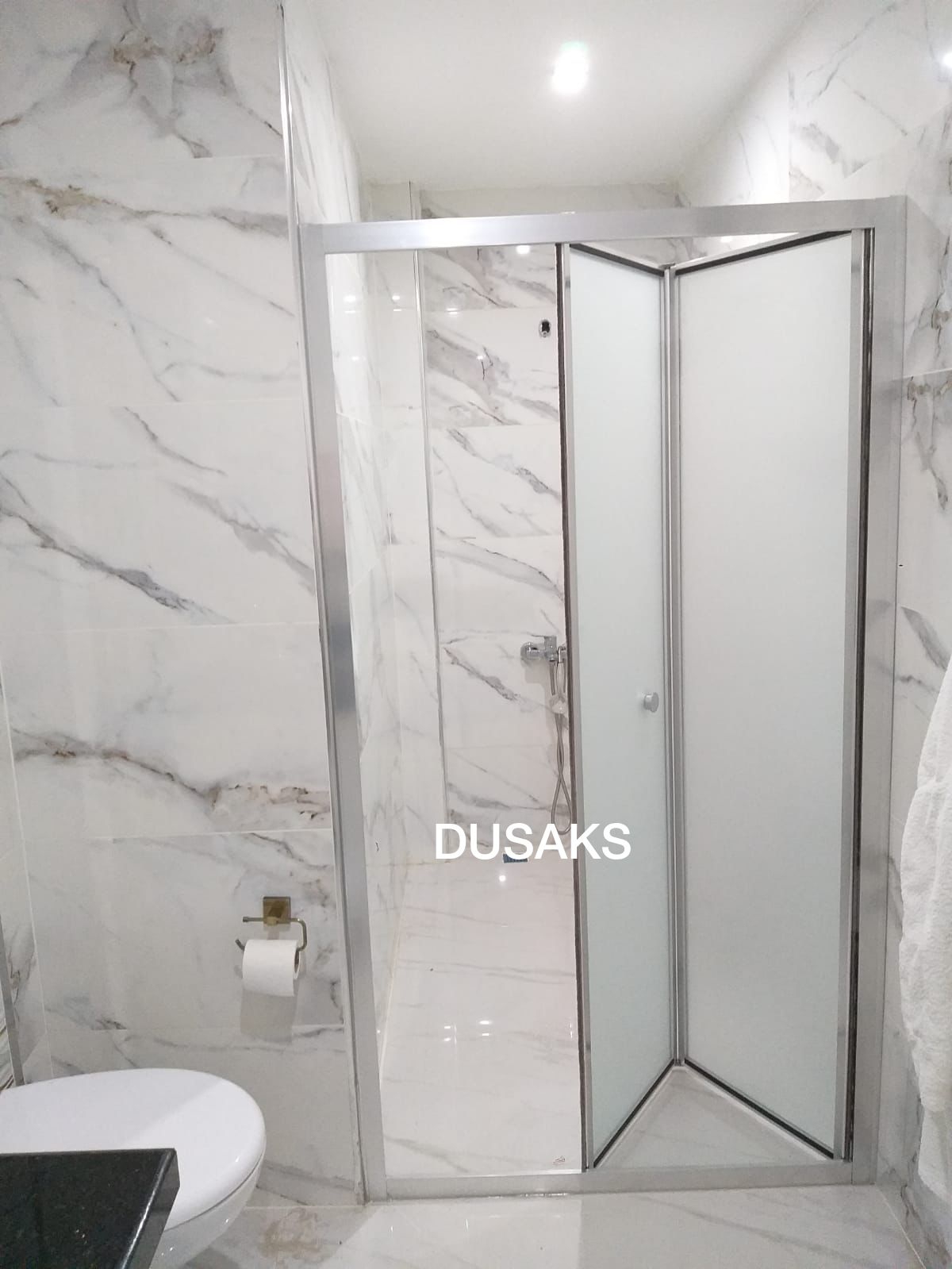 Parlak Katlanır Duşakabin Komple Kumlamalı 4 mm Temperli Cam H 190