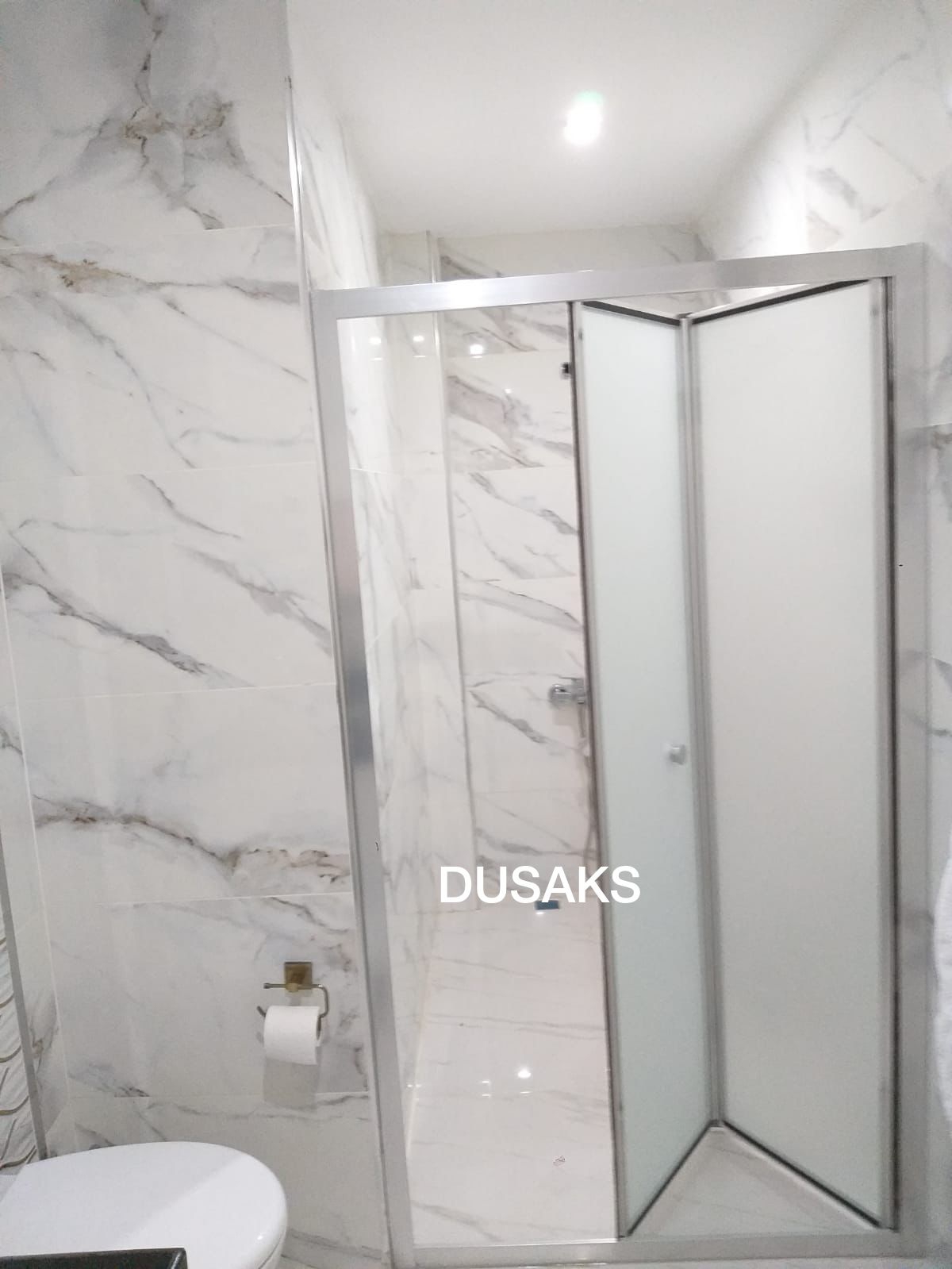 Parlak Katlanır Duşakabin Komple Kumlamalı 4 mm Temperli Cam H 190
