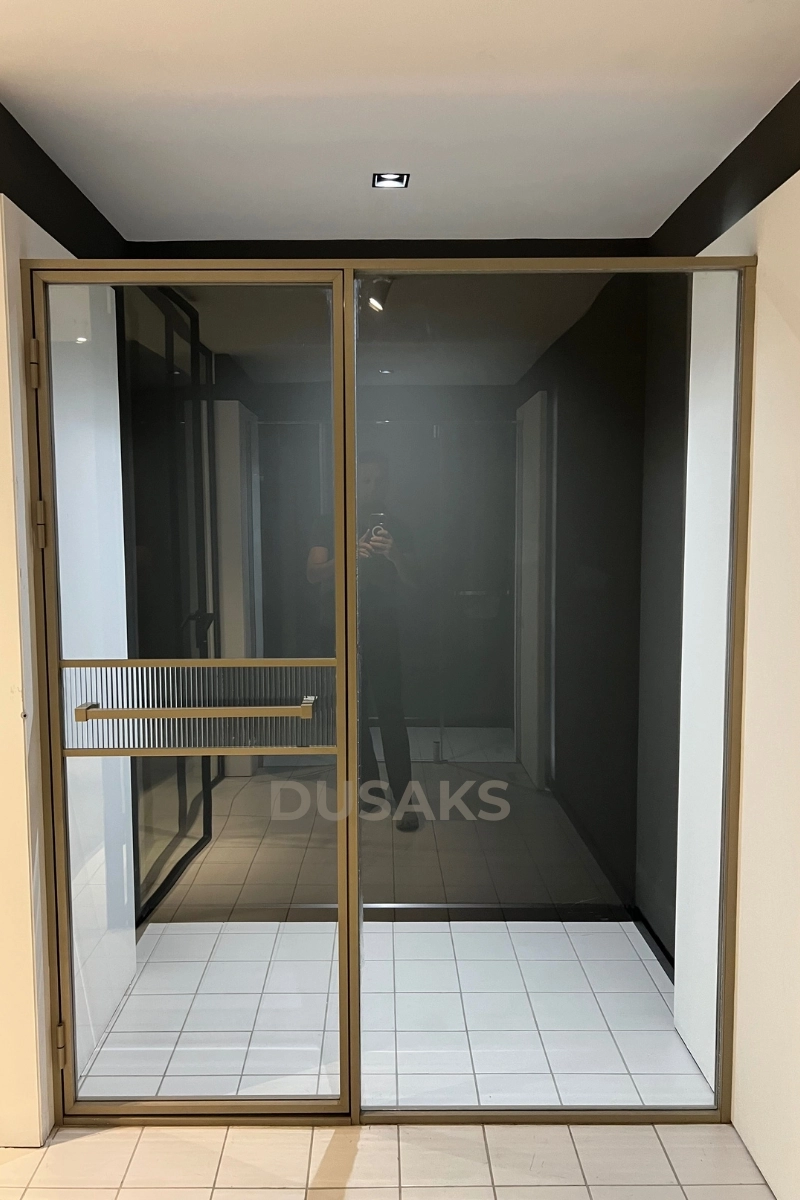 Nervüllü Cam Duşakabin Bronz İki Duvar Arası H200 | 6 mm Temperli