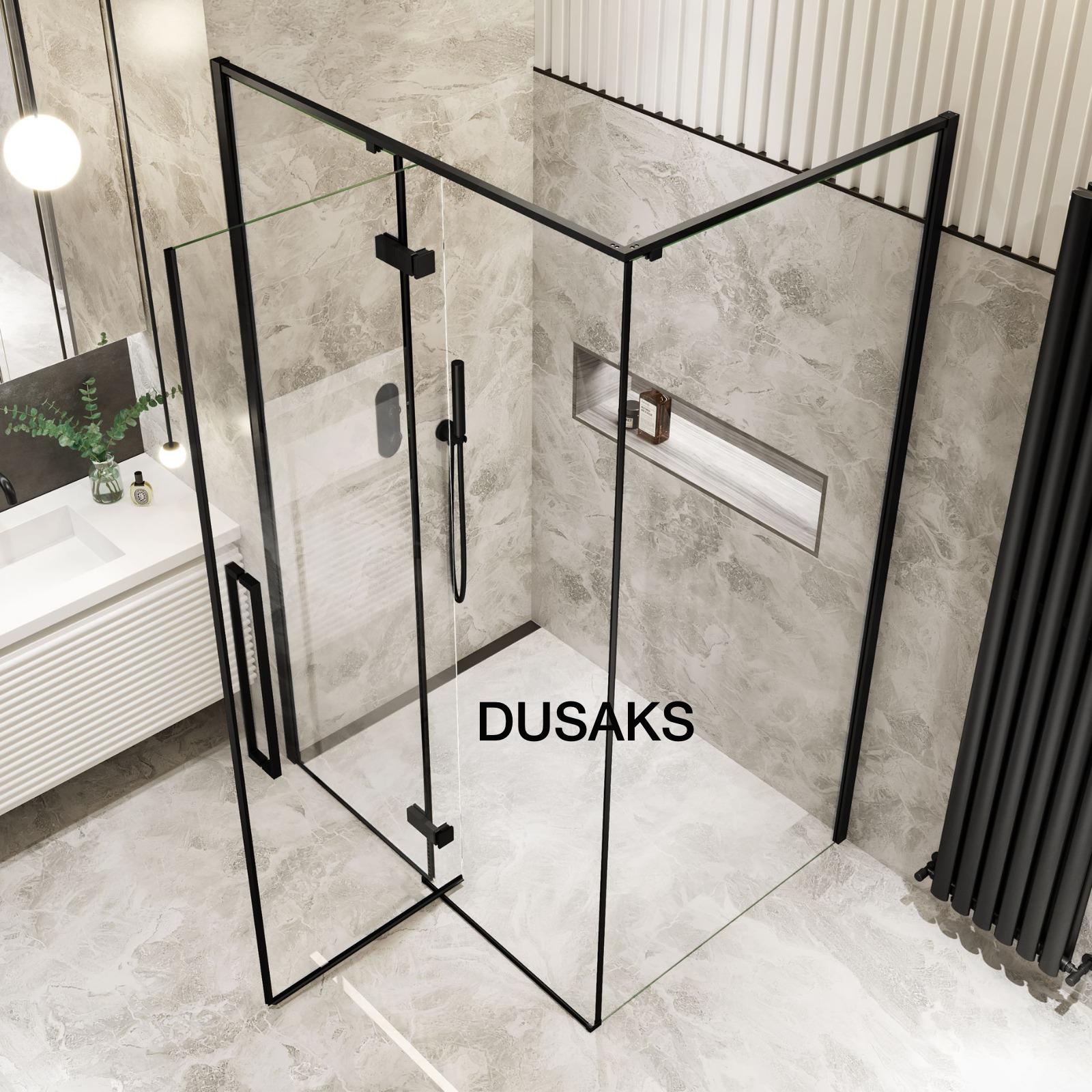 Bodrum Mat Siyah Duşakabin 6 Mm Temperli Cam Yükseklik H 200 Cm