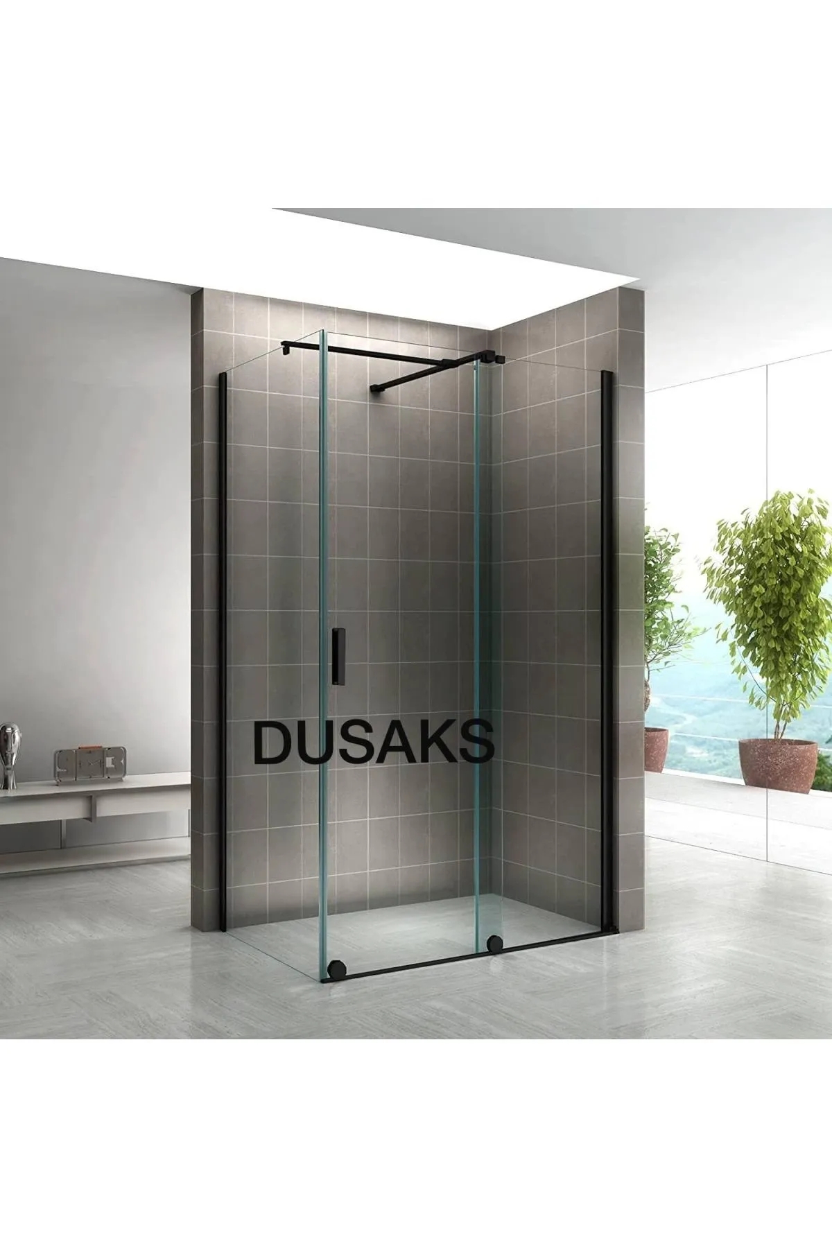 Xperra Siyah Duşakabin L Panel Cam H200 Cm