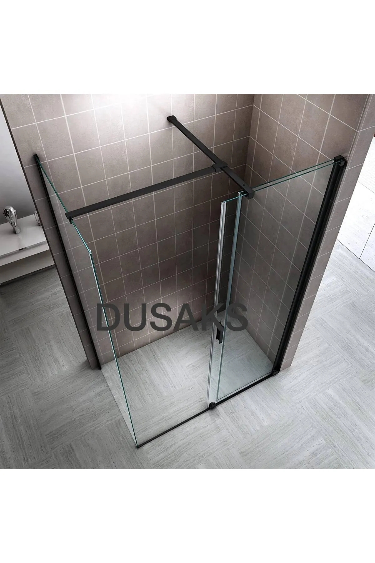 Xperra Siyah Duşakabin L Panel Cam H200 Cm