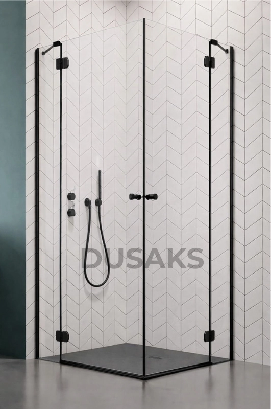  İstanbul Menteşeli Duşakabin Siyah 6mm Cam Yükseklik 190 cm