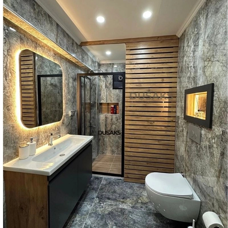 Katlanır Duşakabin Siyah Şeffaf Cam H 190