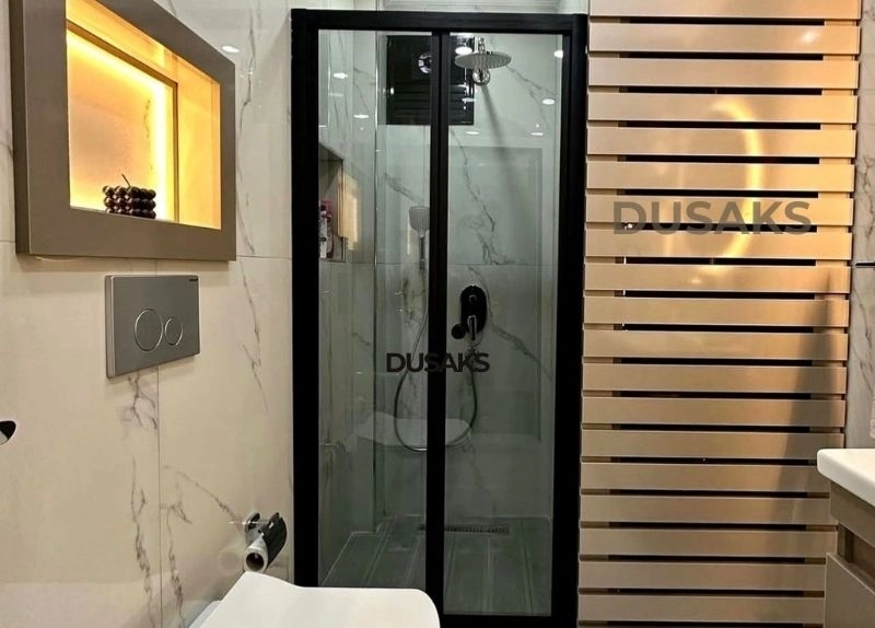 Katlanır Duşakabin Siyah Füme Cam H 190