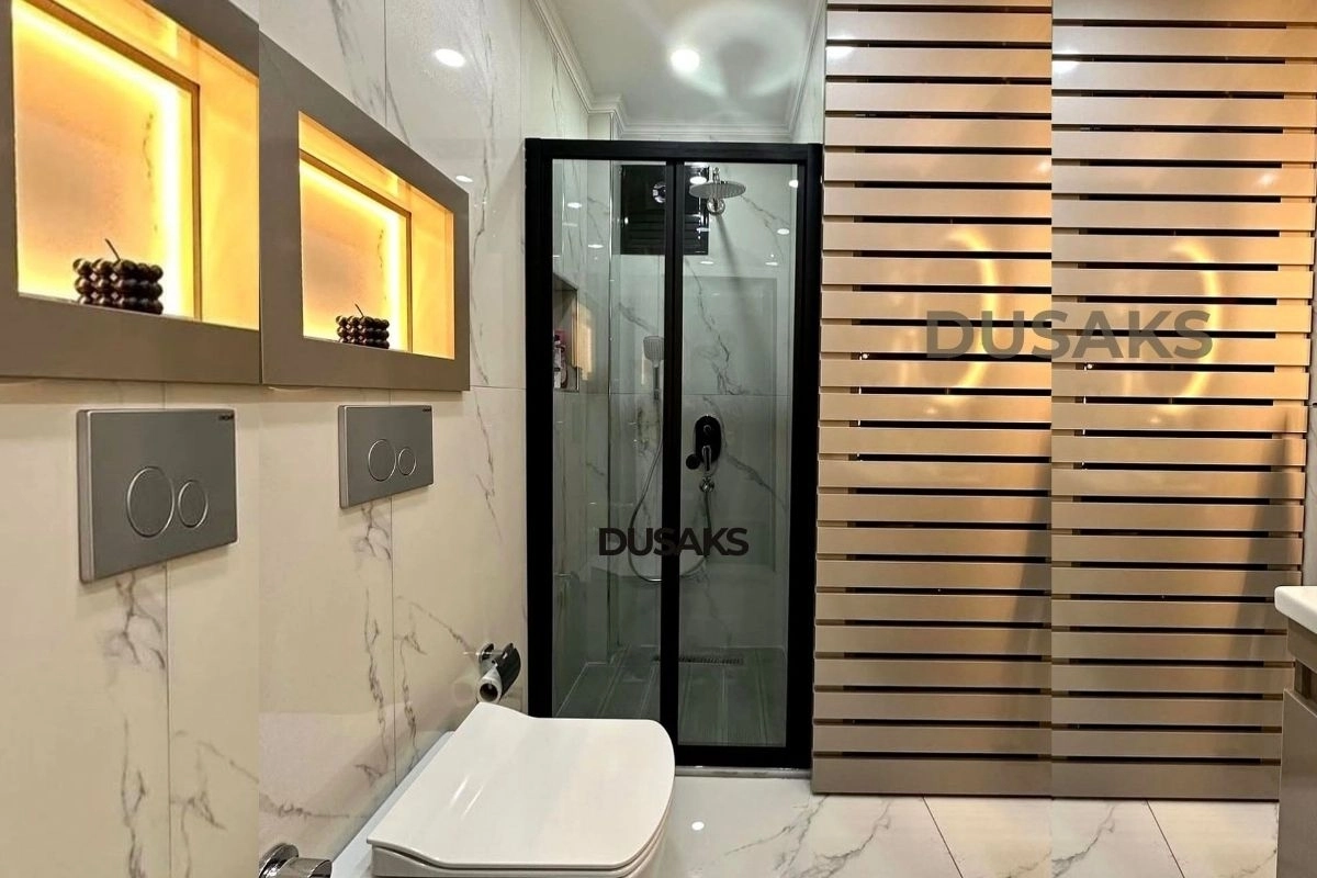 Katlanır Duşakabin Siyah Füme Cam H 190