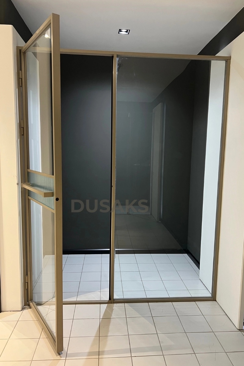 Nervüllü Cam Duşakabin Bronz İki Duvar Arası H200 | 6 mm Temperli