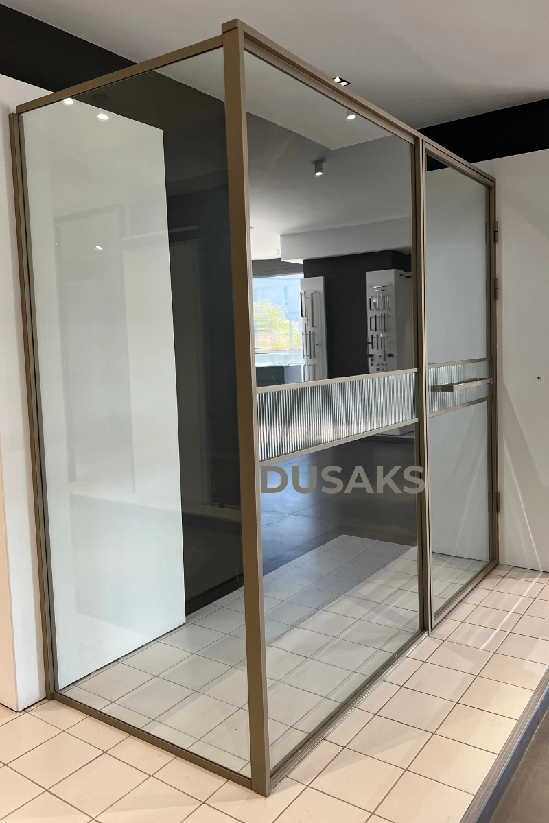 Nervürlü Cam Duşakabin Bronz Köşeli H200