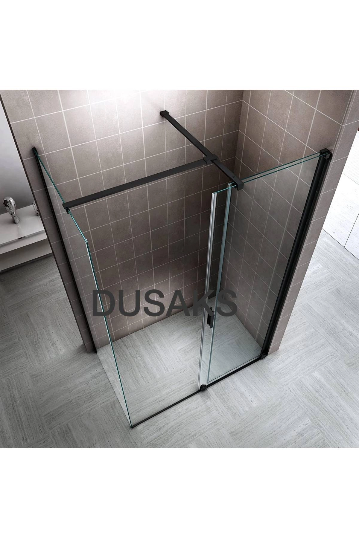 Xperra Siyah Duşakabin L Panel Cam H200 Cm