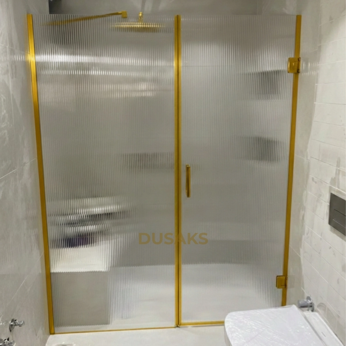 Sarı Menteşeli Nervürlü Cam Duşakabin H 200