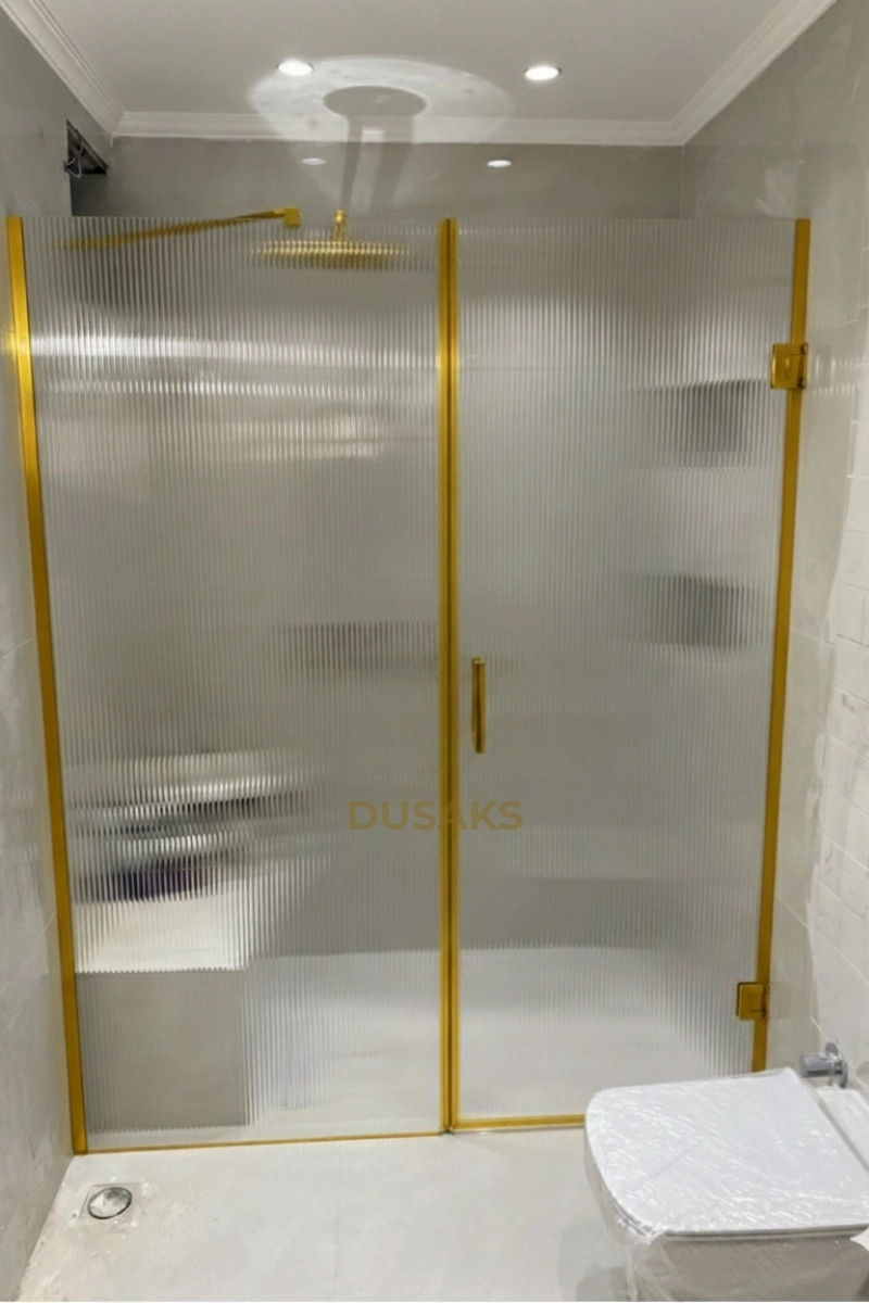 Sarı Menteşeli Nervürlü Cam Duşakabin H 200