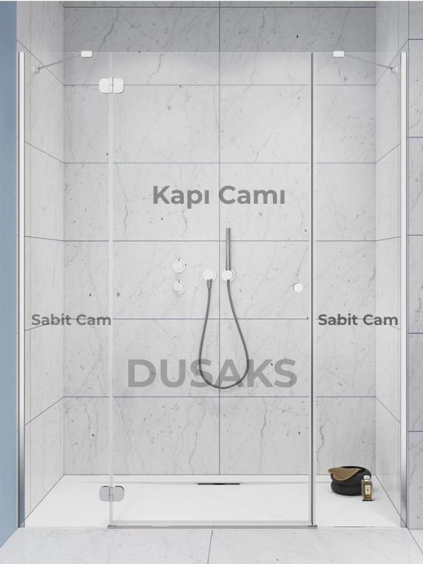 Sarıyer Menteşeli Duşakabin Şeffaf cam h200