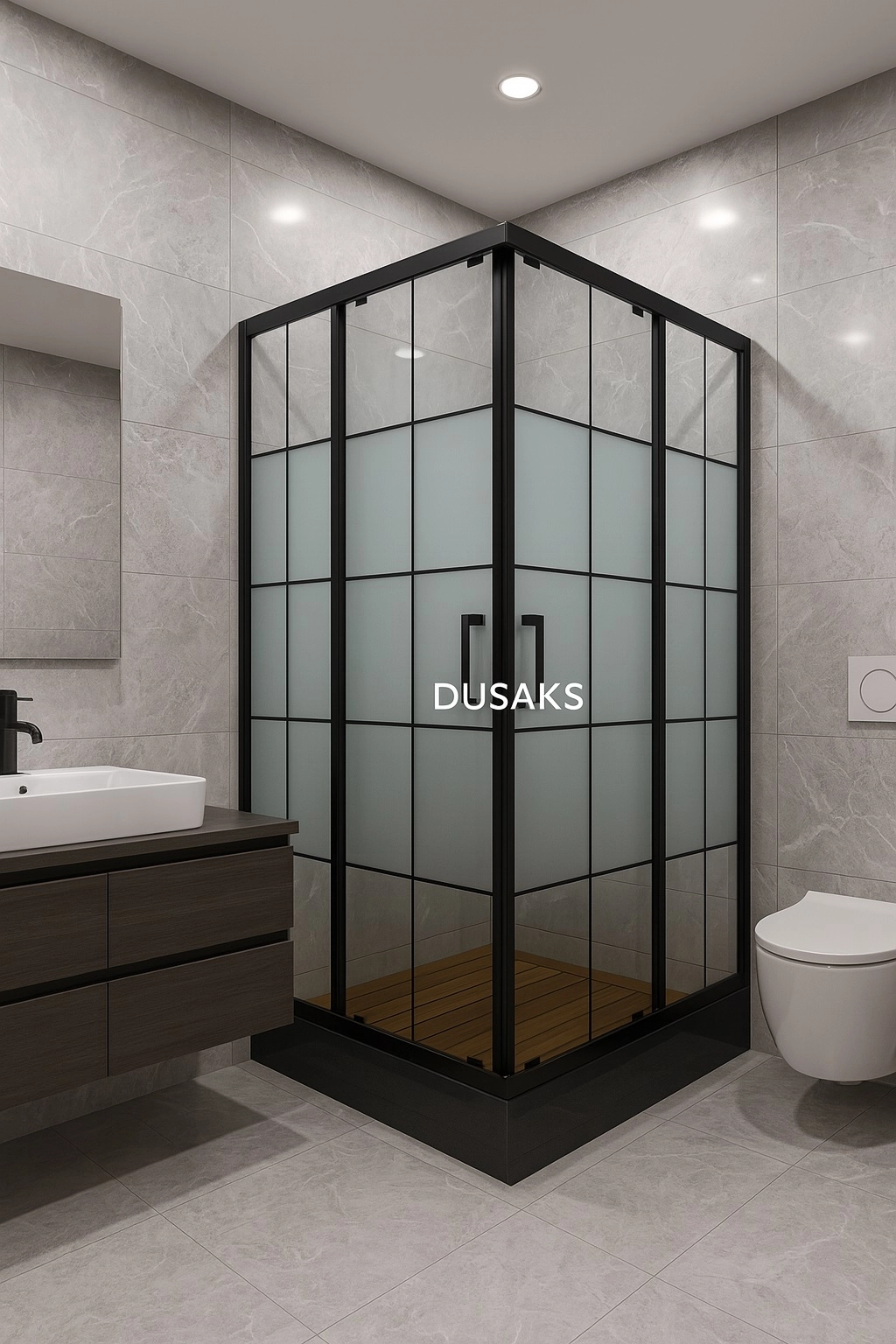 Siyah Duşakabin Karolajlı Box Desen H190 Cm