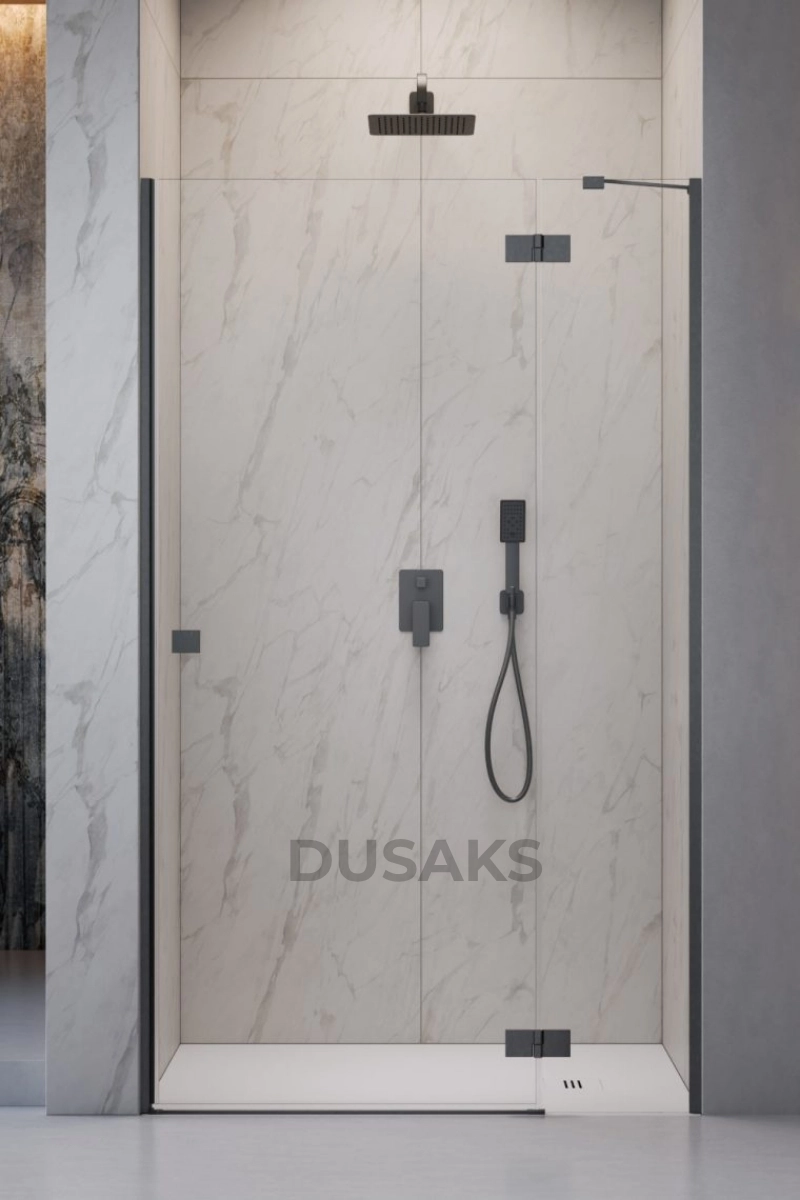 Siyah Menteşeli Duşakabin 6 mm Şeffaf Cam H200