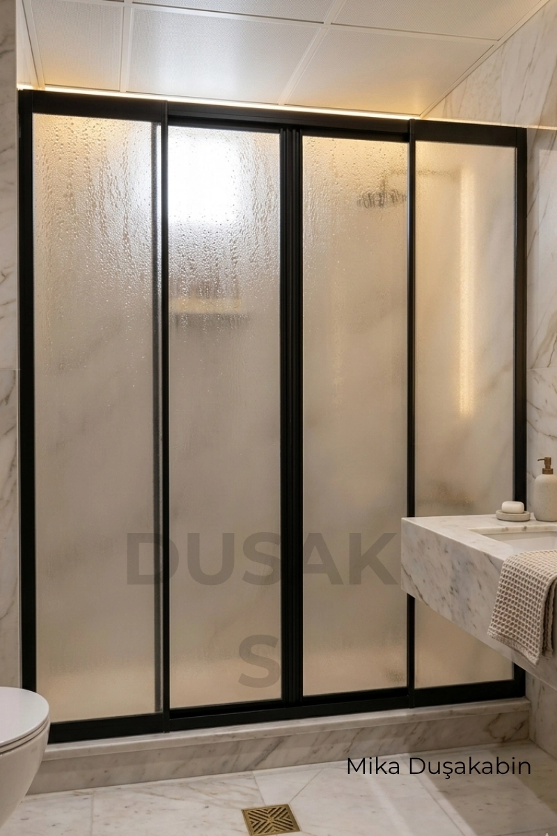 Siyah Mika Duşakabin Plastik Cam H182