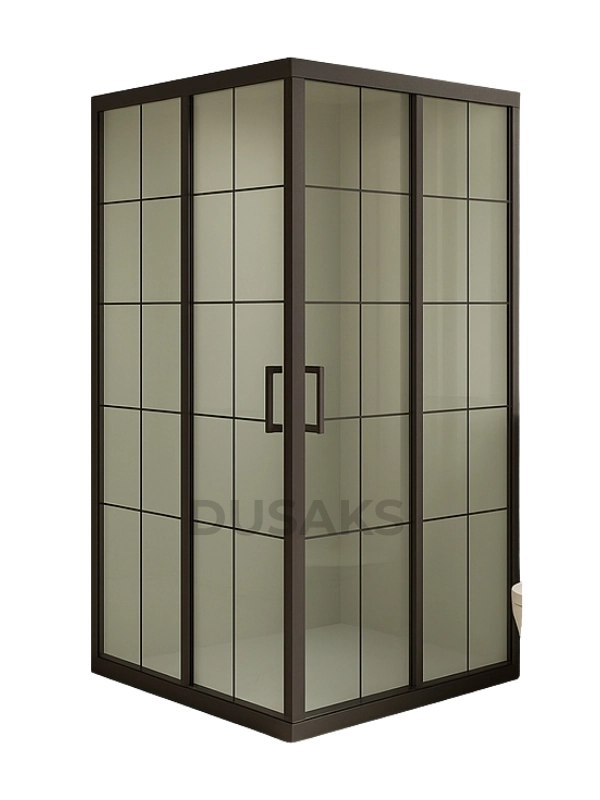 Siyah Duşakabin Çizgili Komple Kumlamalı Cam H 190