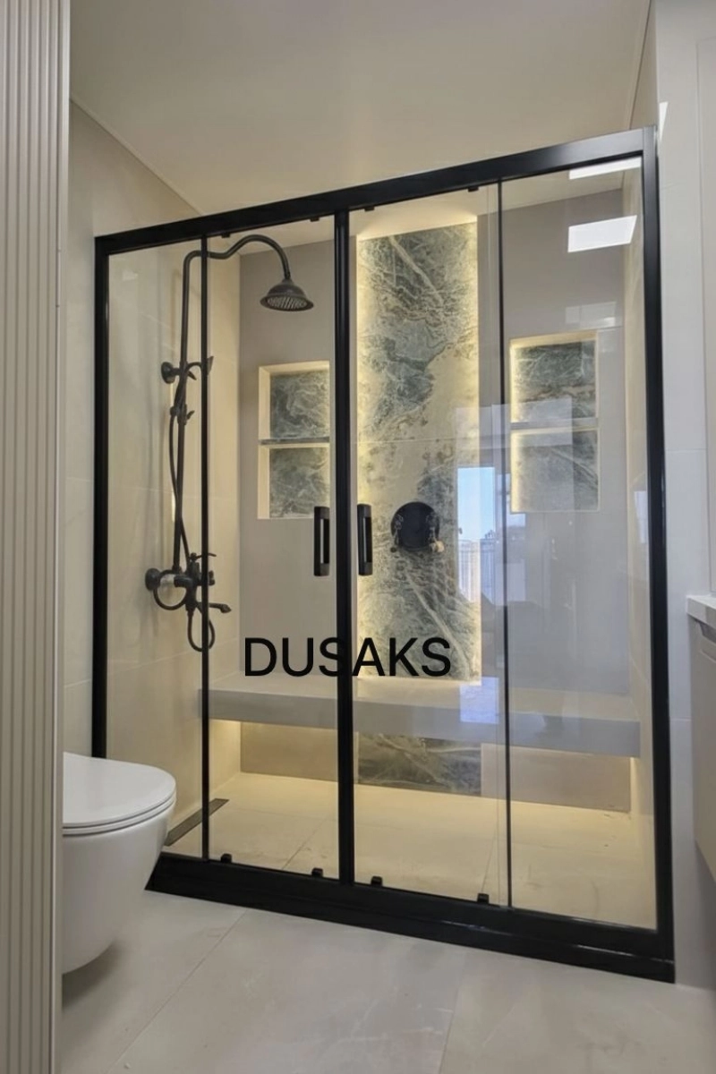 Siyah Duşakabin Şeffaf Cam H190