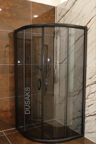 Oval Siyah Duşakabin Füme Cam H190