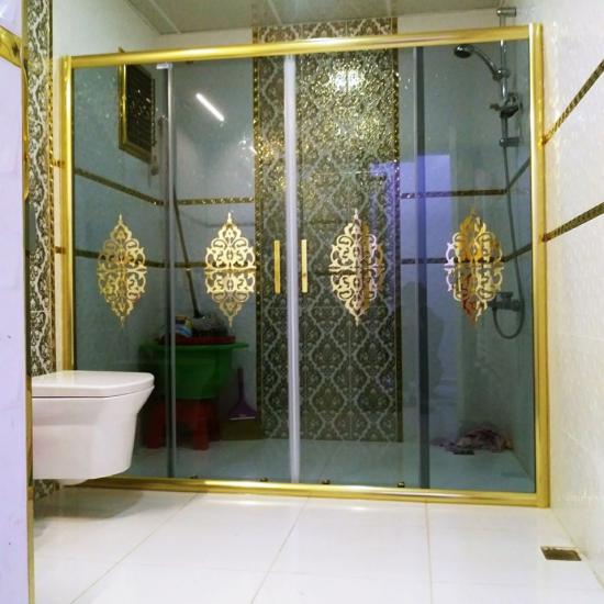Osmanlı Desenli Gold Füme Cam duşakabin