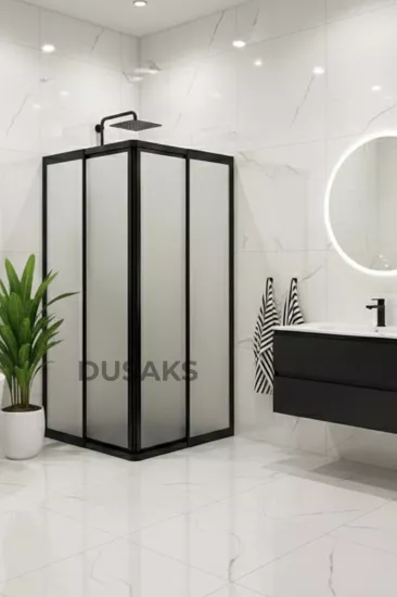 Mika Siyah Duşakabin Buslu Cam H 182 Mika Siyah Duşakabin Buslu Cam H 182