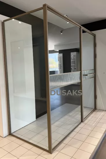 Nervürlü Cam Duşakabin Bronz Köşeli H200