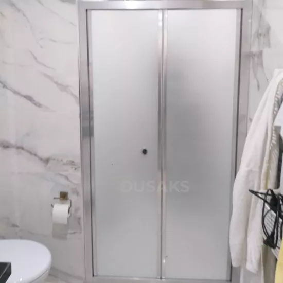 Parlak Katlanır Duşakabin Kumlamalı 4 mm Cam H190