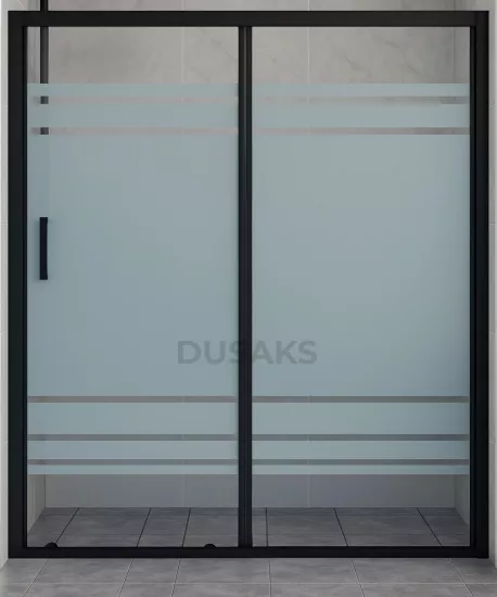 Siyah Çizgili Kumlamalı Cam Duşakabin H190 | DUSAKS