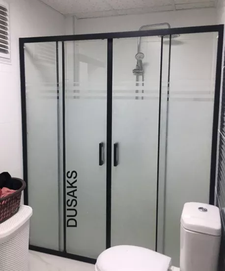 Siyah Duşakabin H190 Kumlama Çizgili | DUSAKS