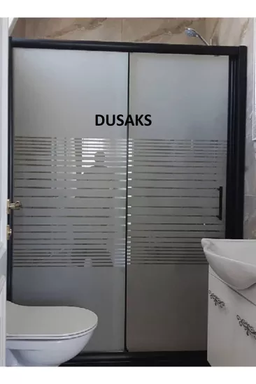 İki Duvar Arası Siyah Duşakabin H190 | Kumlamalı