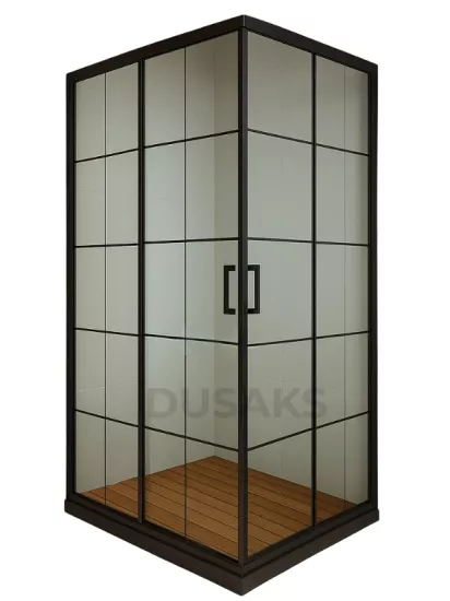 Siyah Karolajlı Şeffaf Cam Köşe Duşakabin