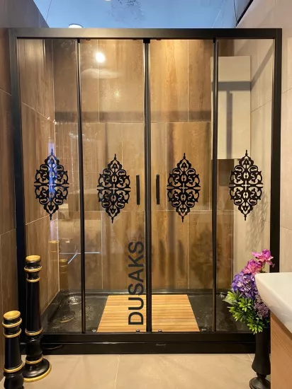 İki Duvar Arası Siyah Duşakabin H190 Desenli