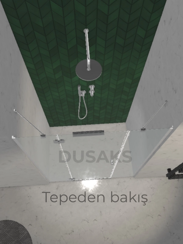 Sarıyer Menteşeli Duşakabin Şeffaf cam h200