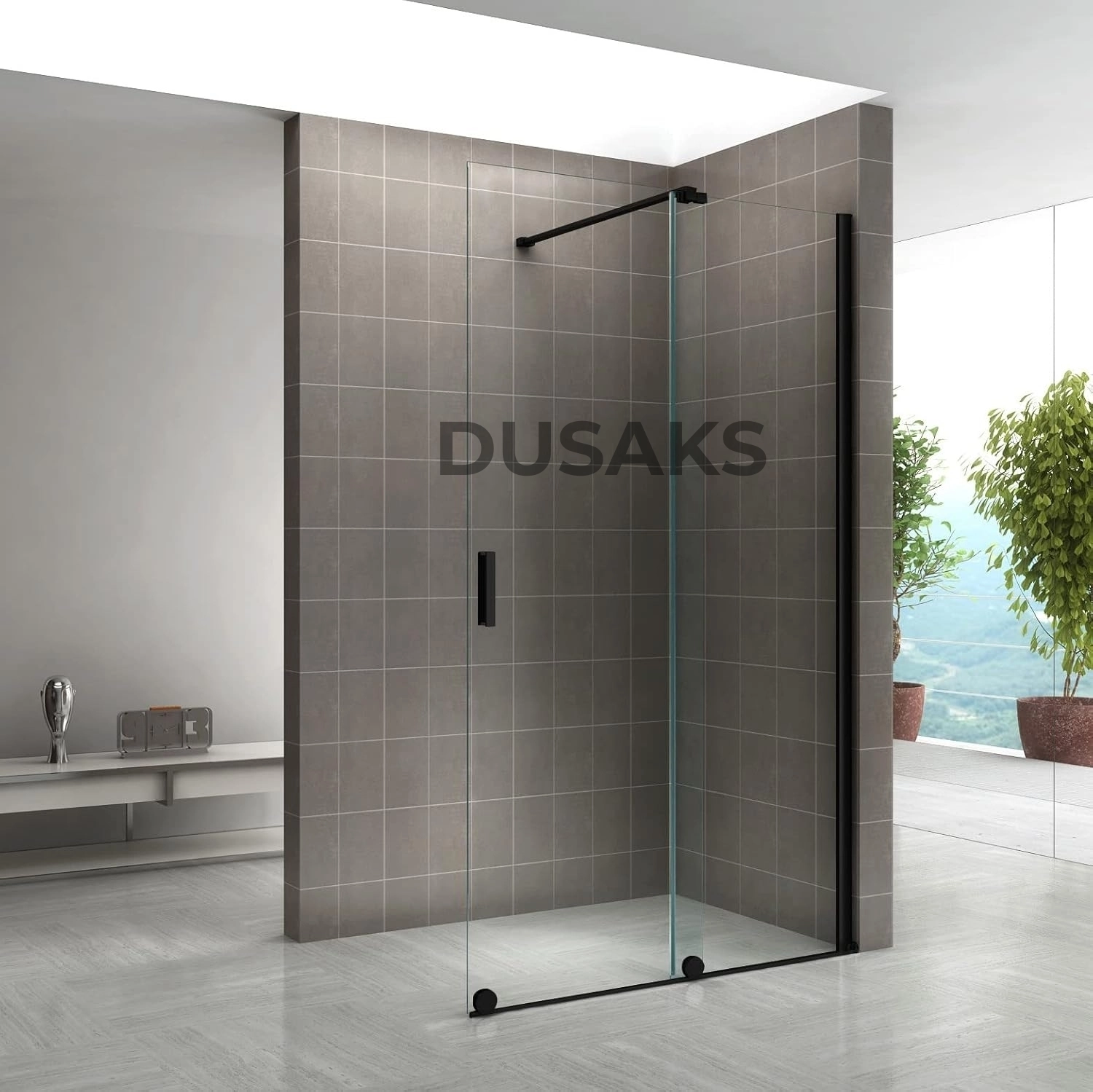 Xperra Siyah Duşakabin Sürgülü H200 Cm